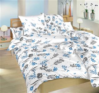 Krepové povlečení Agáta denim na bílém 140x200, 70x90 cm II.jakost